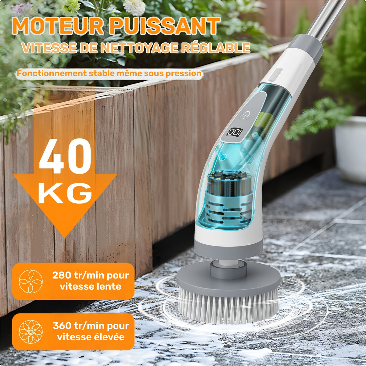 Brosse de Nettoyage Électrique Rotative