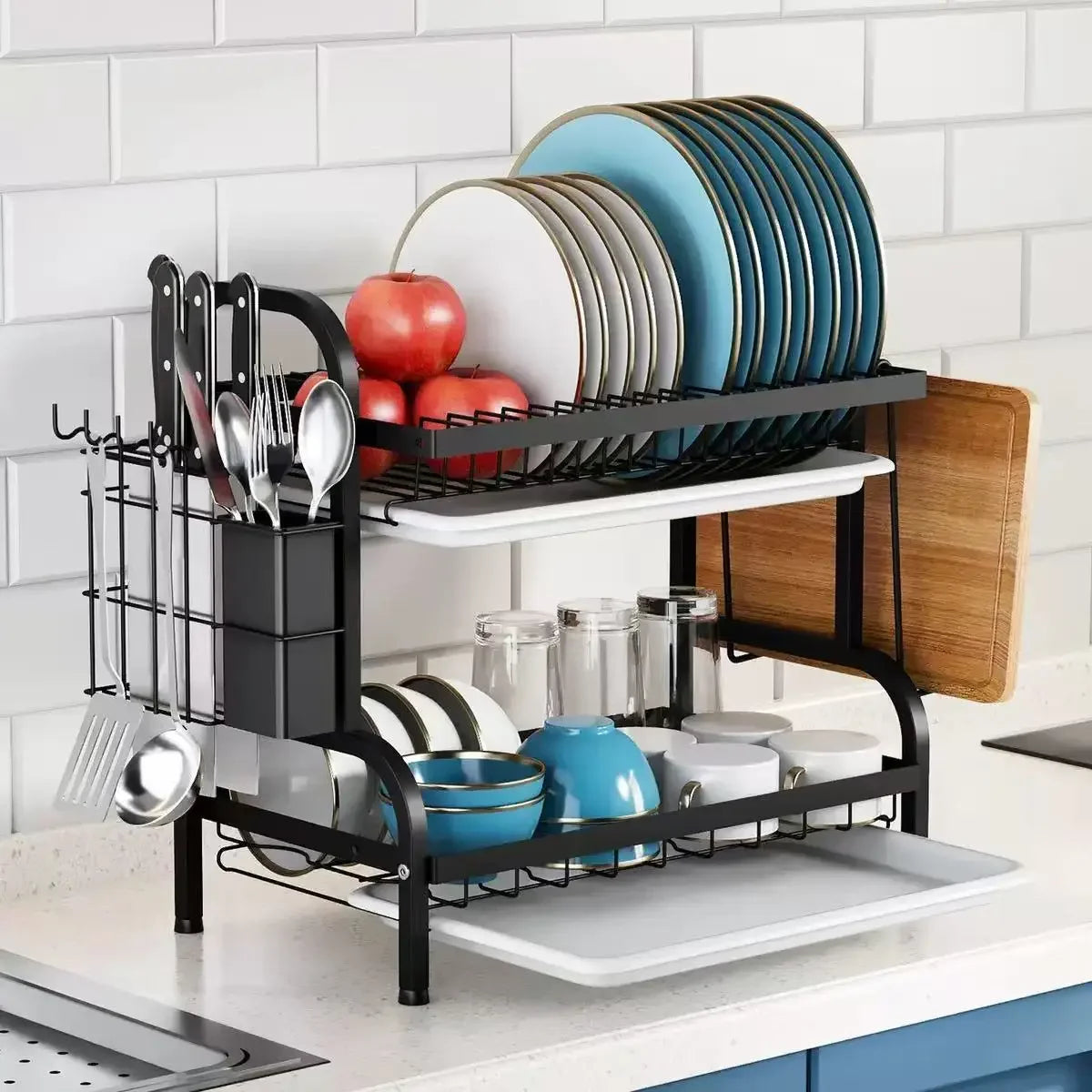 New two-tier stainless steel dish drying rack